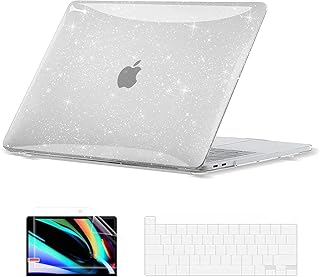 EooCoo Compatible with MacBook Pro 13 inch Case M2 2023 2022 2021-2016 M1 A2338 A2289 A2251 A2159 A1989 A1706 A1708 Sparkly Hard Case with Keyboard Cover, Screen Protector - Glitter Clear