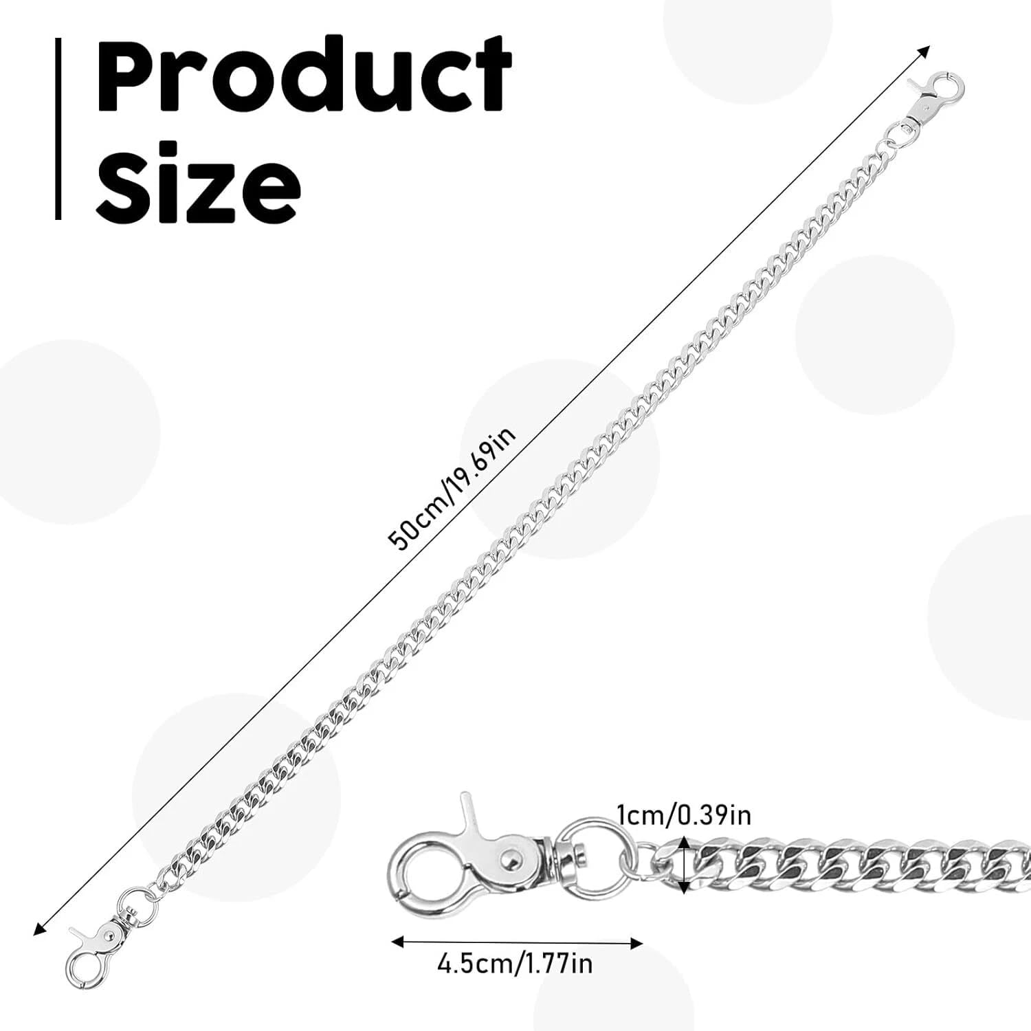 Pants Chain, Wallet Chains for Men, Silver Chain for Pants, Heavy Duty Pocket Keychain with Both Ends Lobster Clasps, Wallet Chain Accessories for Women Men Pocket Watch Chains