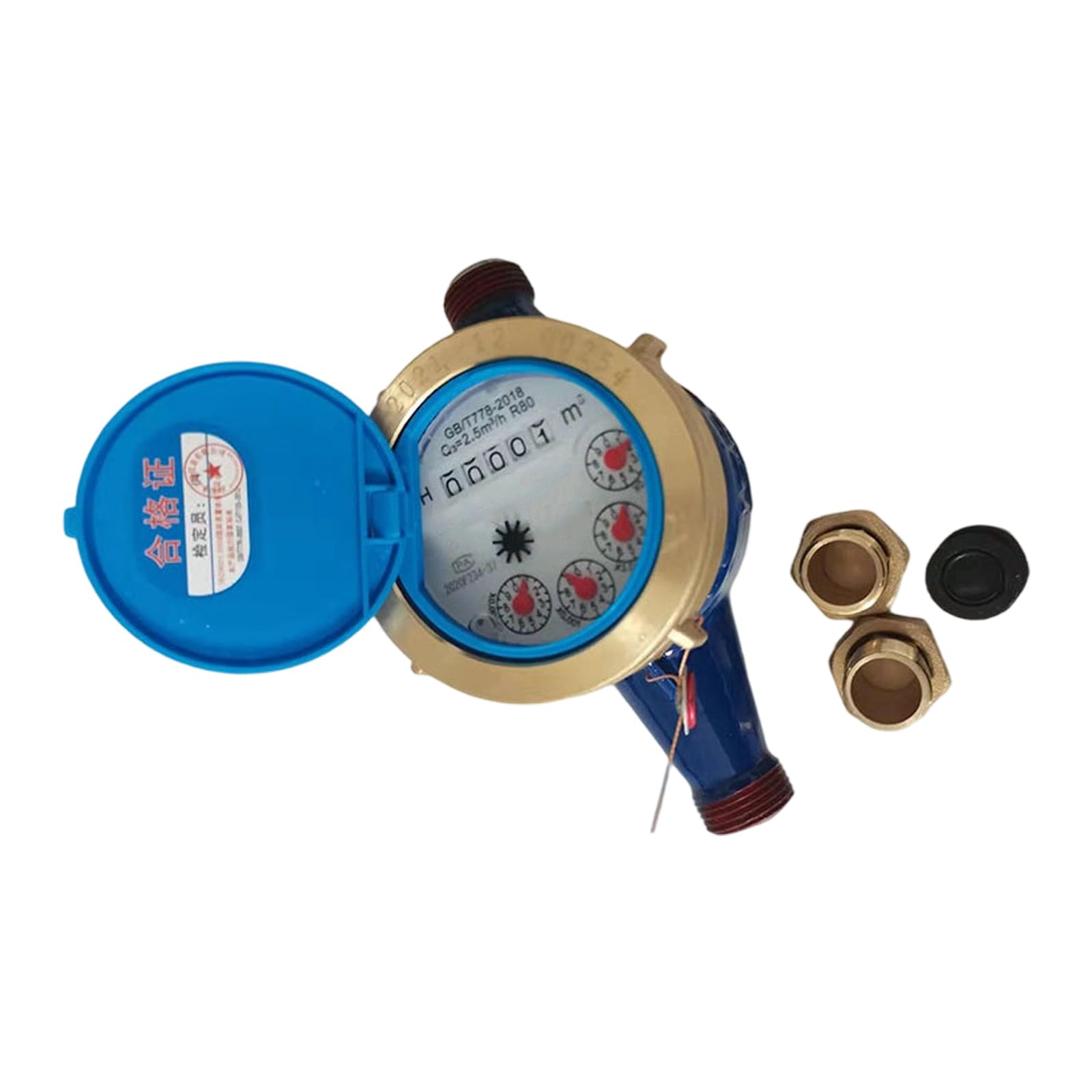 Alloneslife Dn20 Residential Plumbing Water Meter With Protected Wet Register Readout, Threaded Brass Fittings And Cold Water Line Use Rotary Vane Meter Wet Register Threaded Cold Gauge Brass Line Reader Building