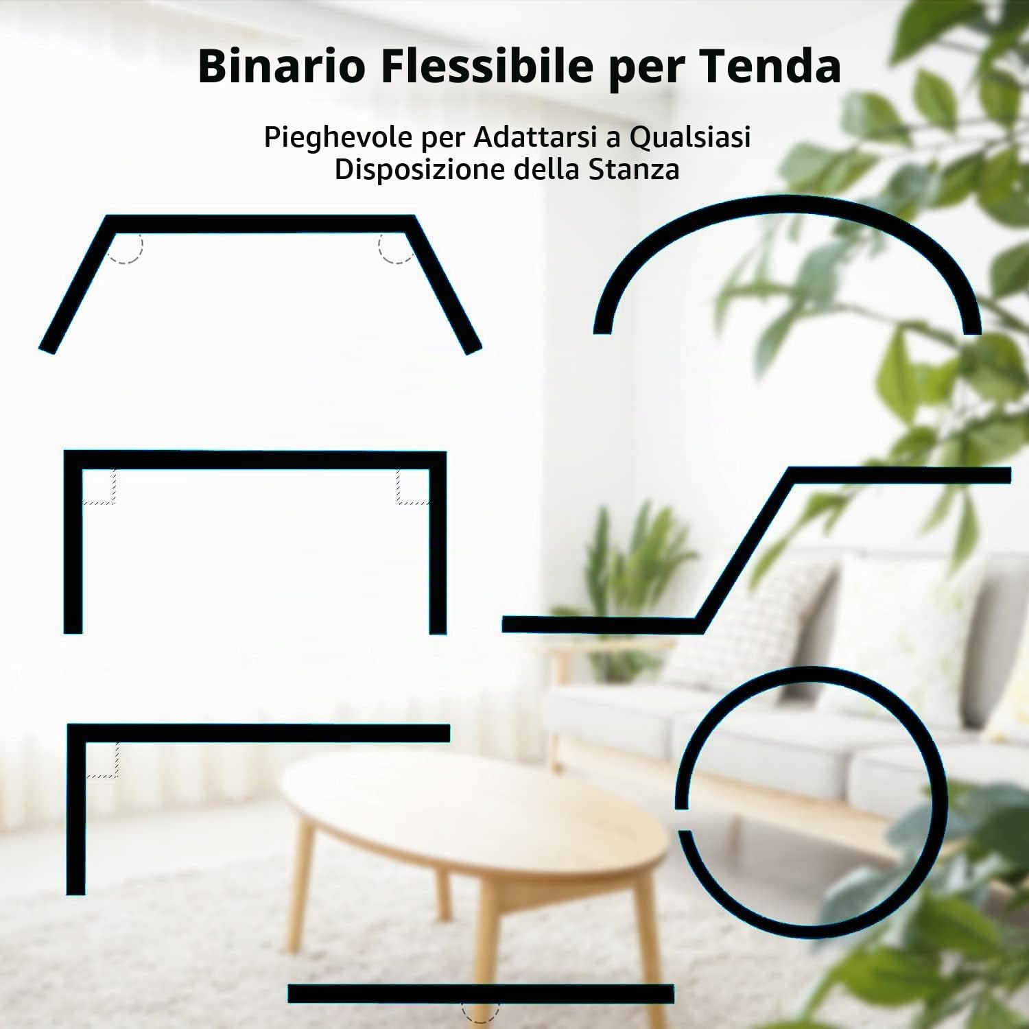 Xnuoyo Binario a Soffitto, Flessibile Binario per Tenda in Lega Metallica e Plastica, 3 Metri Binario Curvo per Tende, per Finestre a L/U a Forma Tende Divisori