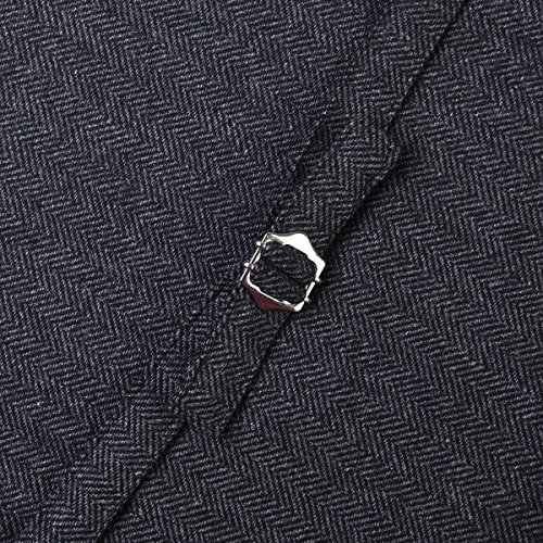 Voboom Men's Slim Fit Herringbone Tweed Suits Vest Premium Wool Blend Waistcoat (Dark Grey, Large) #TOP5