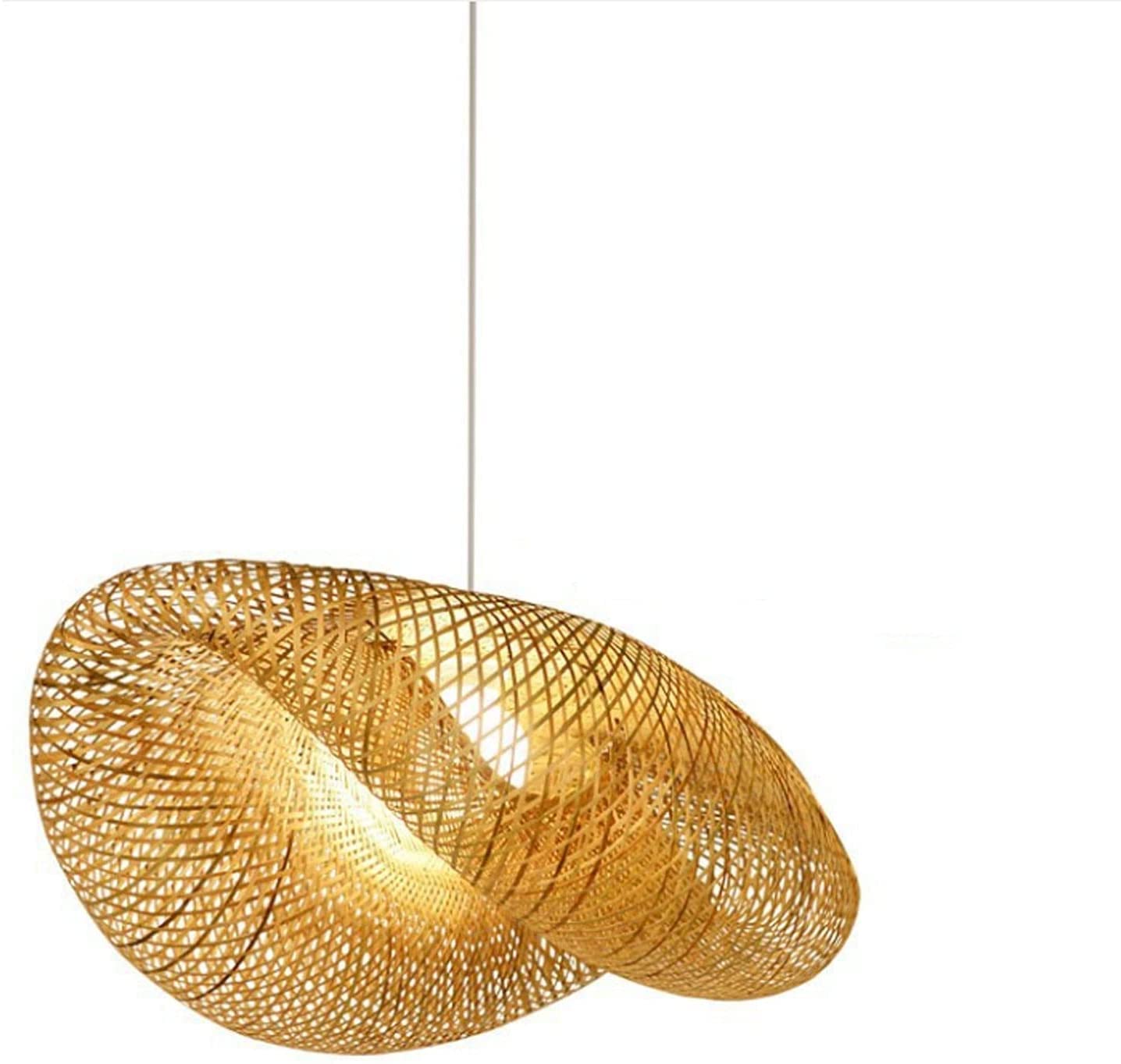 Lustre en rotin tressé main au style vintage pour salon