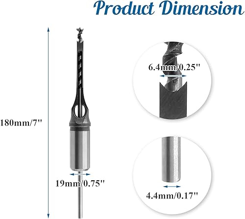 Miniatura 2 de Broca de agujero cuadrado, broca de cincel de mortaja de sierra de agujero de carpintería de 14 pulgadas, herramienta de brocas en espiral de cincel