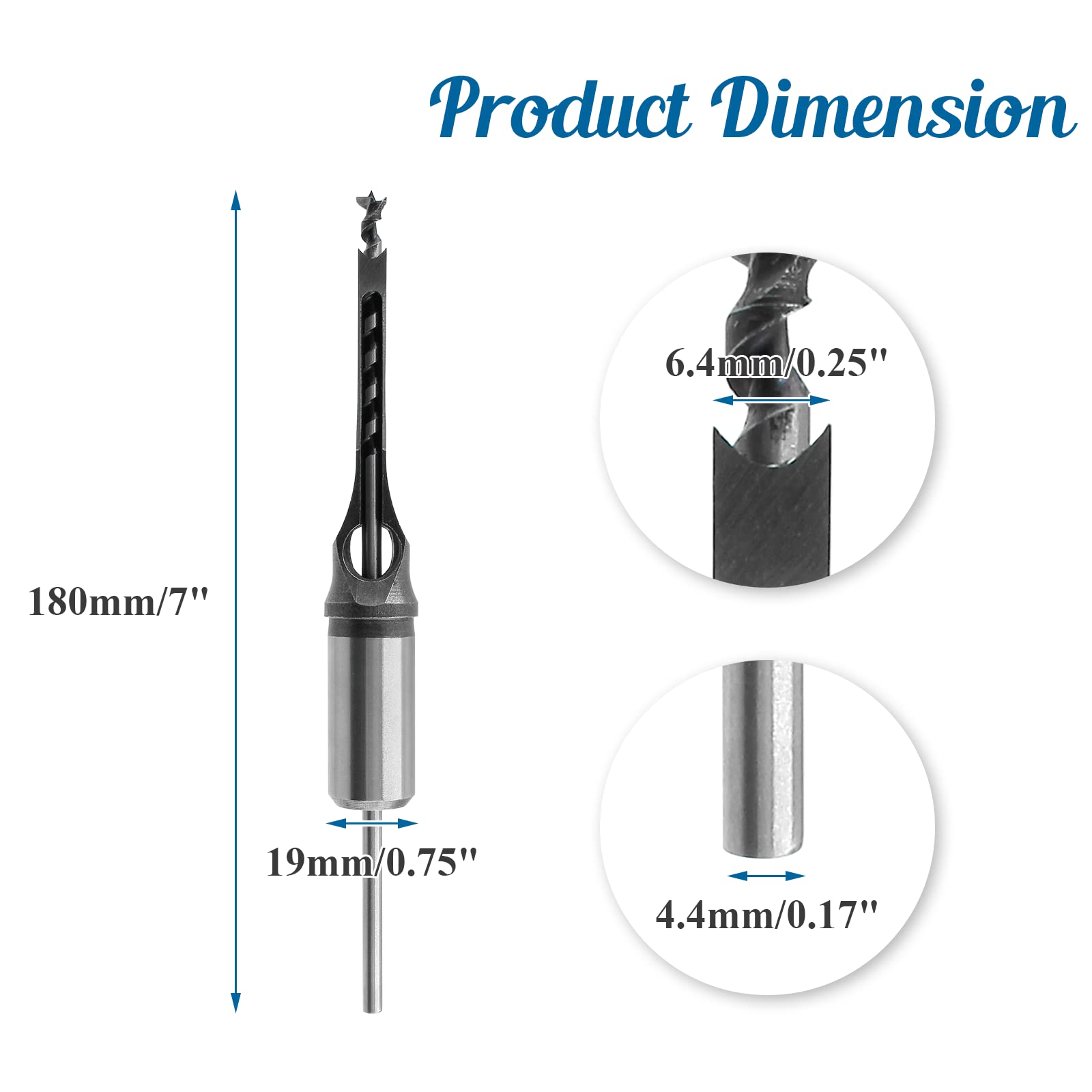 1/4" Square Hole Drill Bit - Woodworking Chisel -2