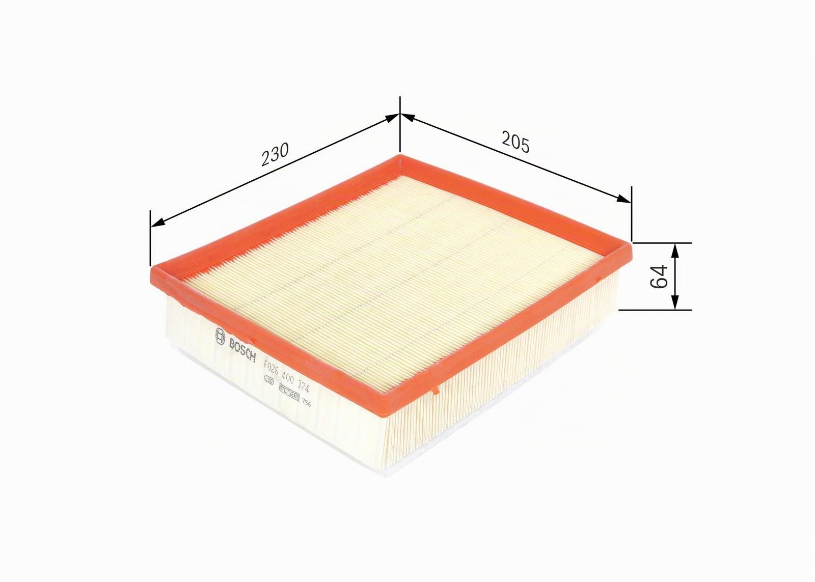 Bosch Filtro Aria per Auto S0374 - Trattiene le particelle solide all'esterno della presa d'aria - Resistente all'umidità ed altamente resistente alla trazione