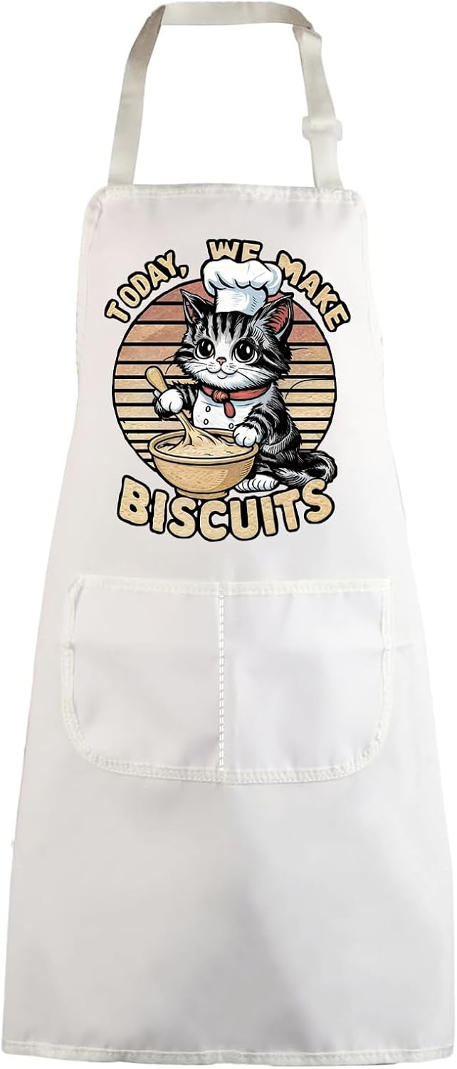 WZMPA Biscuits Cat Chef Apron Biscuits Lover Gift Today We Make Biscuits Baking Apron Biscuits Cookie Merchandise