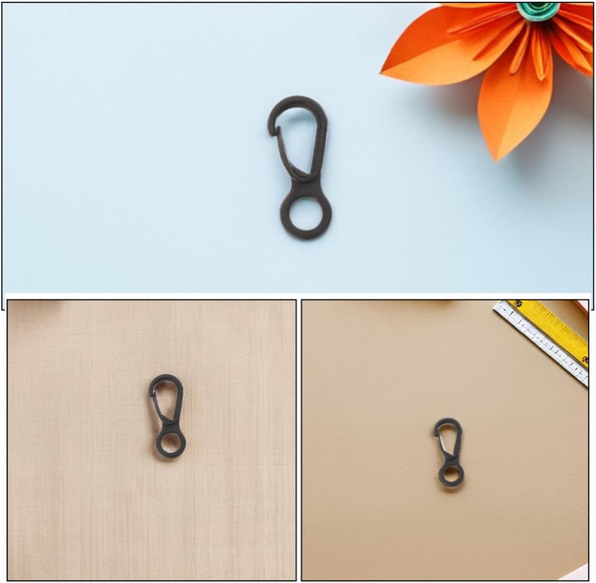400pcs Black Plastic Multifunction Snap Hook Lightweight Camping Snap Hook Small Swivel Clip for Outdoor Mountaineering and Crafting Tent Accessories