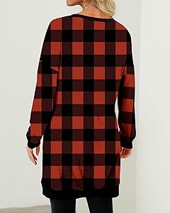 KISSMODA Women's Long Sleeve Tunic Tops Fall for Leggings Casual Long Tunics with Pockets T Shirts Loose S-3XL