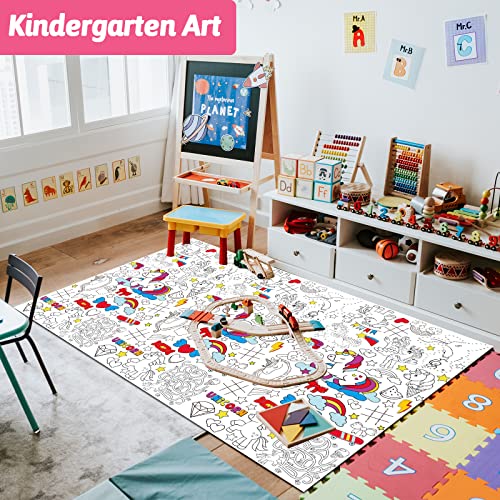 Giant Unicorn Coloring Tablecloth For Kids Huge Unicorn World Posters Activity Large Holiday Color-In Paper Poster Table Cover For Kids Boys Girls Preschool Kindergarten Classroom Arts And Crafts #TOP5