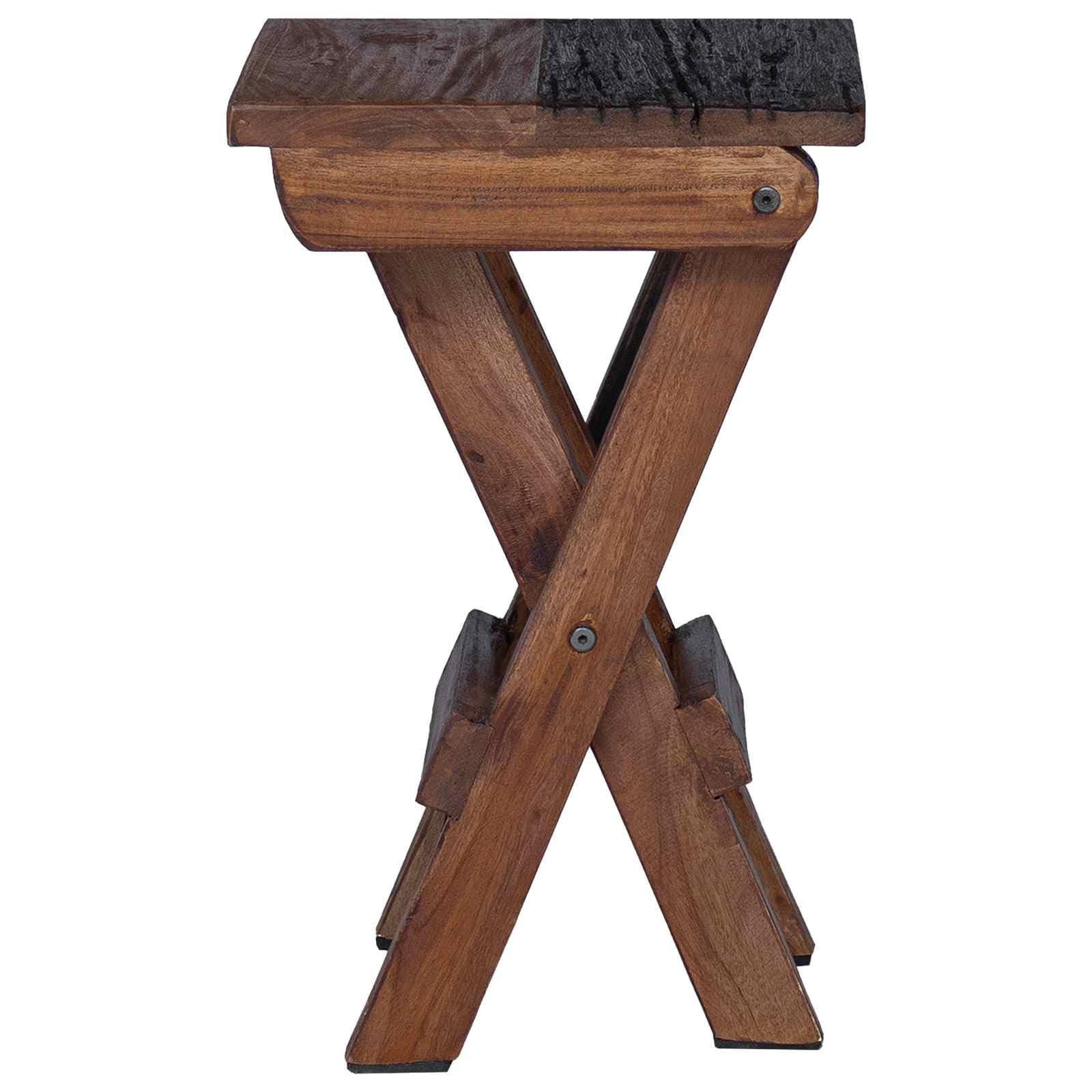 Taboret rybaka z litego drewna, 30 x 30 x 48 cm, taboret do siedzenia z naturalnym brązowym odcieniem i olejowaną powierzchnią, stabilny taboret ogrodowy do aktywności na świeżym powietrzu