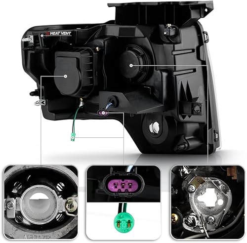 Miniatura 3 de ACANII - Faros delanteros negros para Ford F150 SMD 2009-2014 SMD LED Halo, faros delanteros para conductor + lado del pasajero