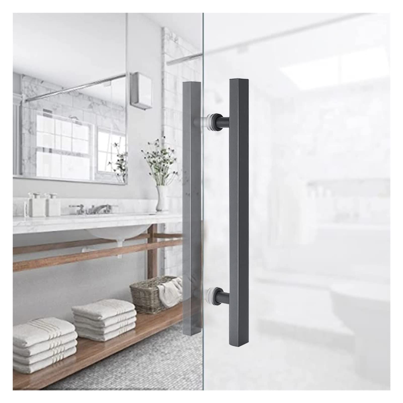 Bhgfyxbs Black Stainless Steel Sliding Barn Door Handle H Shape Pull Push Solid Door Knob Interior Exterior Glass Door Handle,-Long 80Cm/31.5 Inch,-Long 80Cm/31.5 Inch