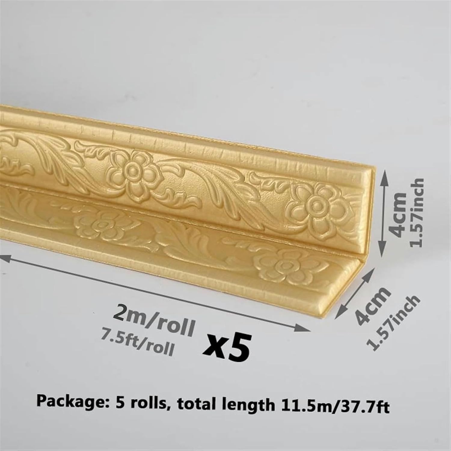 37.7ft Flexible Caulk Trim Crown Molding Trim Self Adhesive Wall Edging Strip, Ceiling Molding Peel off & Stick, Baseboard Foam Wall Trim Wallpaper Border for Mirror Edge Home DecorColor : White