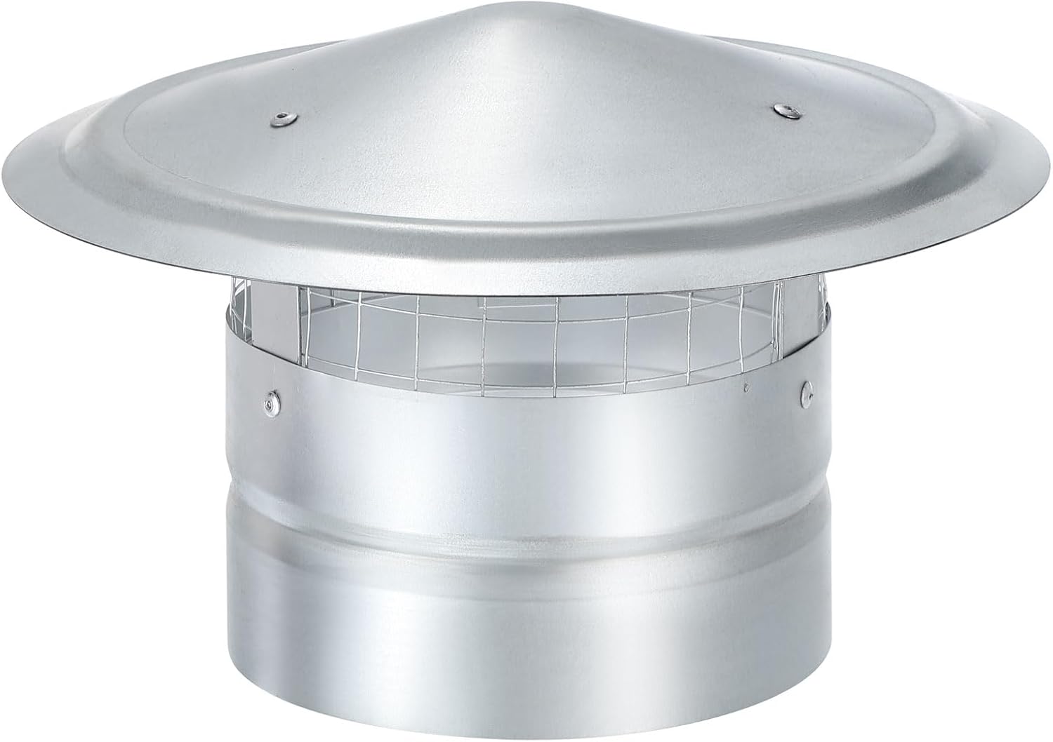 YOKIVE 1 Pcs 7-Inch Round Chimney Cap, Galvanized Iron Cone Top Chimney Cap with Screen | Stove Pipe Cap Stovepipe Finial Great for Outside Vent Flue Roof