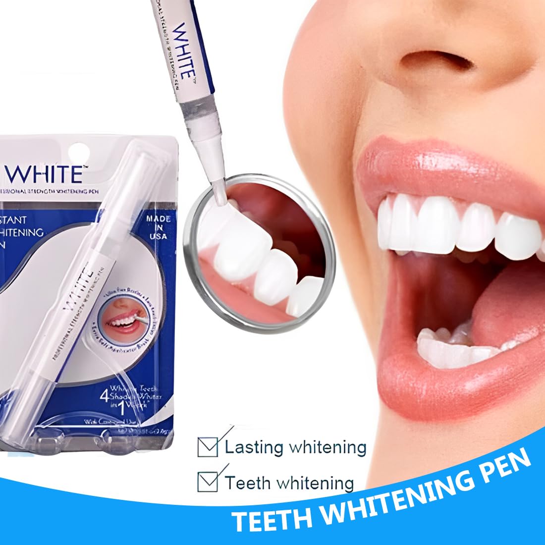 2 Pezzi Penna Sbiancante Denti, Penna Sbiancante per Denti, Sbiancamento rapido&Efficacia, delicato e paradenti per Denti Bianchi, Rimuove le Macchie Dentali