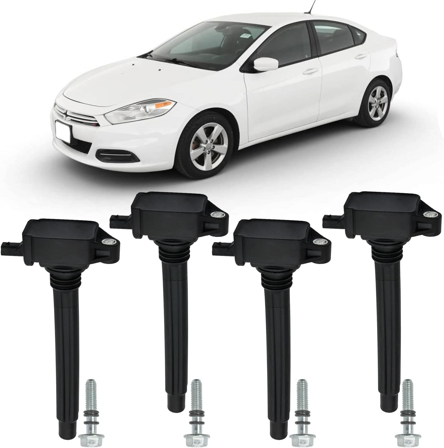 4 Pcs Ignition Coil Compatible with Dodge Dart Jeep