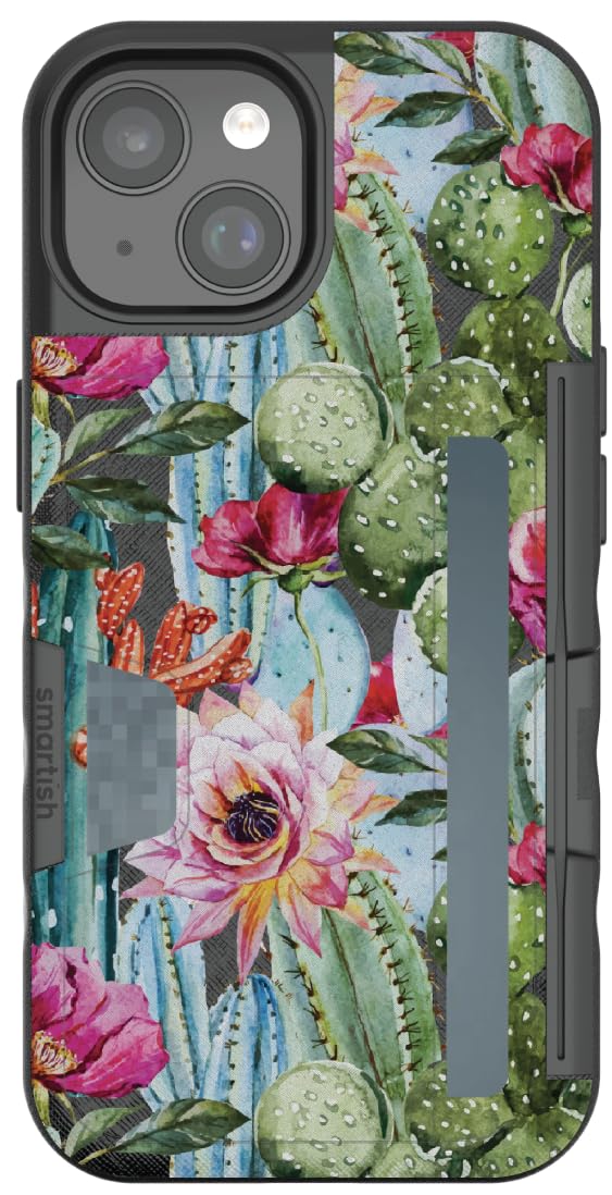 Smartish - Desert Flower - iPhone 15 Wallet Case - Wallet Slayer Vol 2 [Slim + Protective Kickstand] Credit Card Holder - Fits iPhone 15