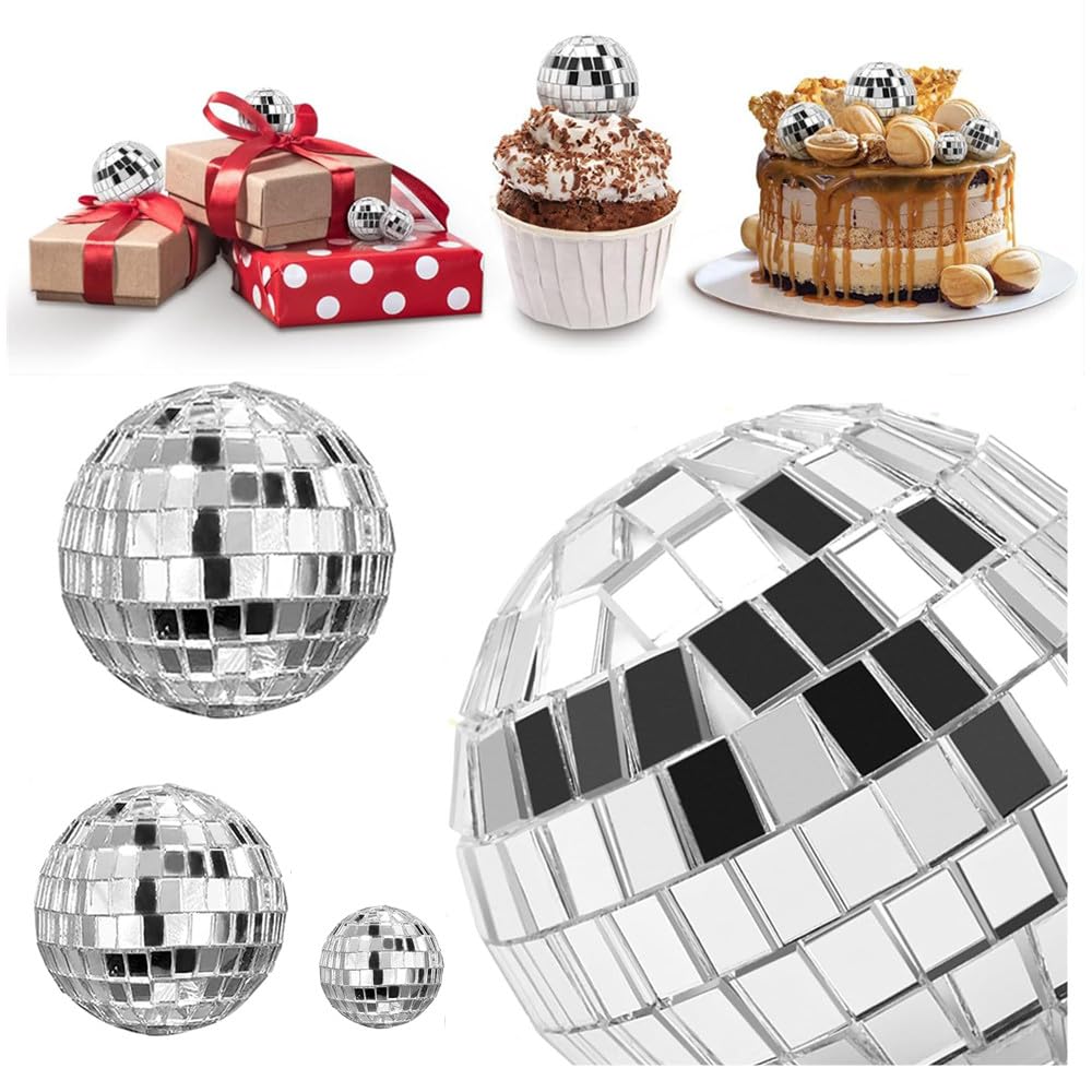 Boule disco à facettes, Wanfoou Lot de 54 boules disco décoratives à suspendre, pour bar, fête en discothèque, accessoires de scène, décorations de maison, cadeaux et fournitures pour fête de Noël (2