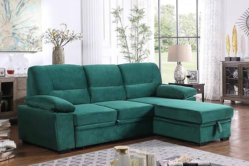 Lilola Home Kipling - Sofá seccional reversible de tela de terciopelo verde