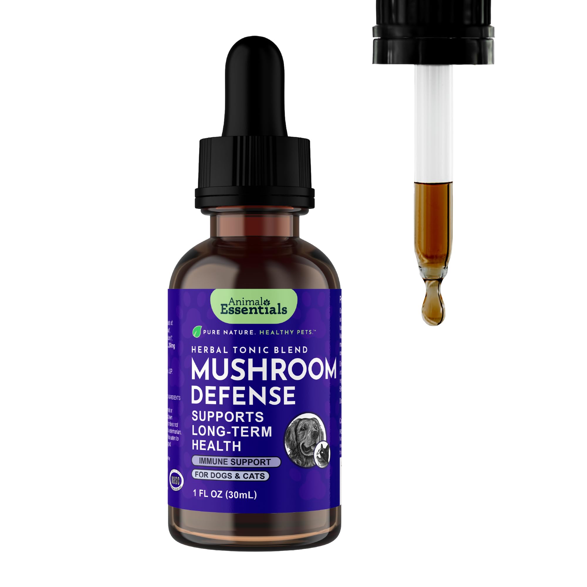Animal Essentials Super Immune for Dogs & Cats - Immune System Support Supplement, Echinacea, Eleuthero, Olive Leaf Extract, Liquid Drops - 1 Fl Oz