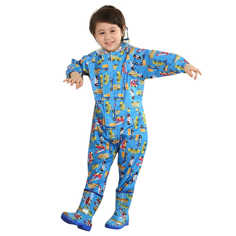 Regen Overall Kinder Unisex 100% Wasserdichter Regenanzug Kinder Regenoverall Jungen Mädchen Leichter Regenmantel Geeignet für 75-135CM