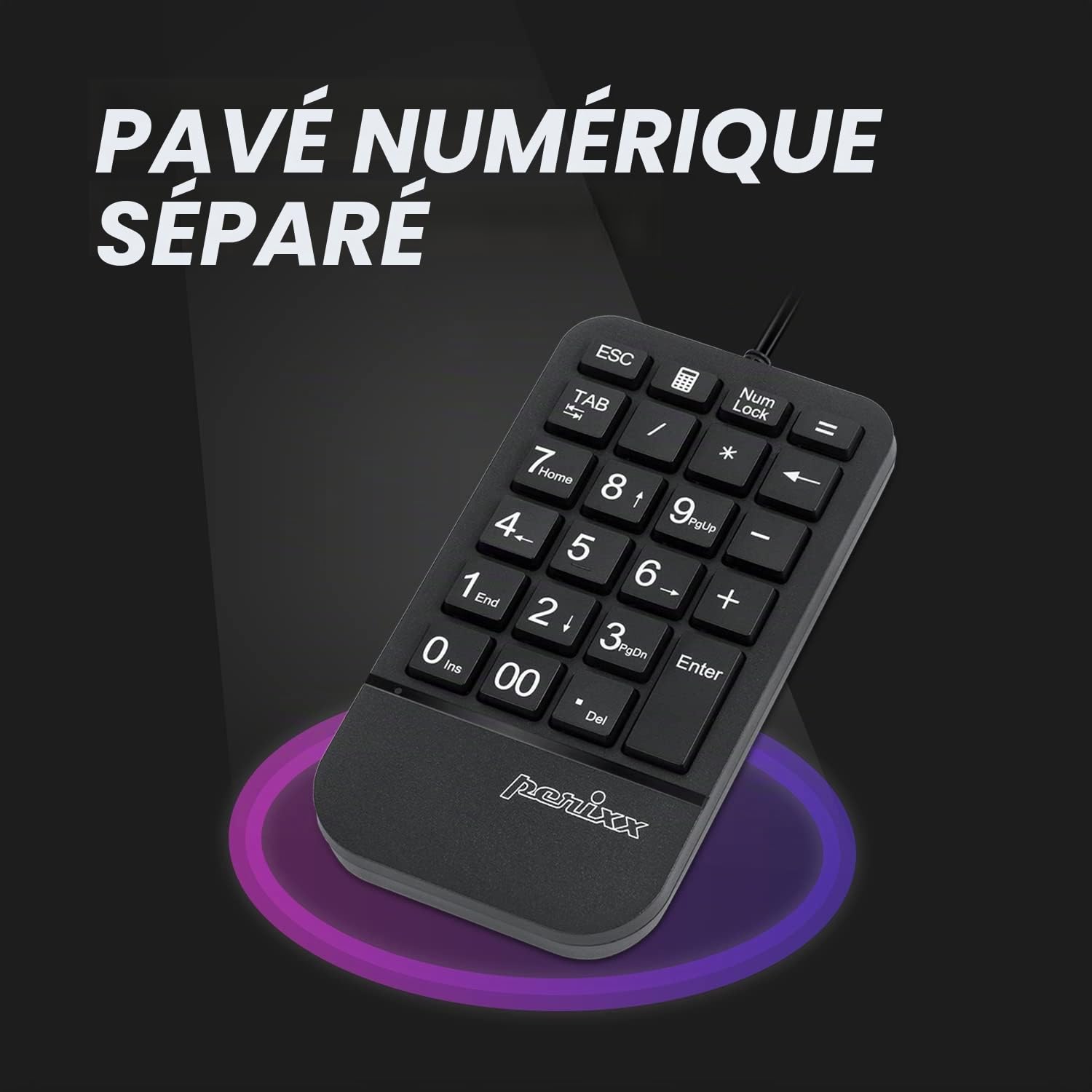 Perixx Kit de clavier ergonomique sans fil PERIDUO-606A - Design divisé compact avec souris verticale et pavé numérique externe - angles de frappe réglables - UK QWERTY