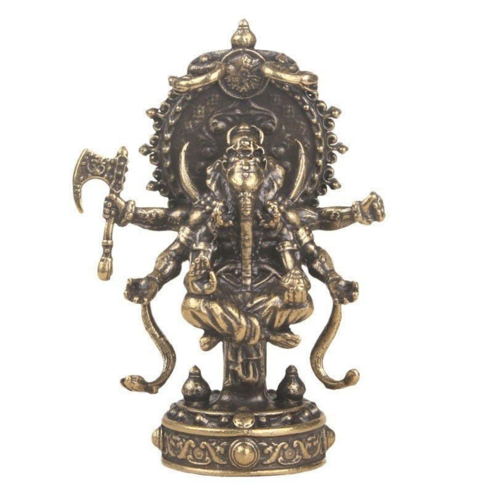 AOTTSD Pure Copper Ganesha Statue, Thai Six-Armed Elephant Figurine