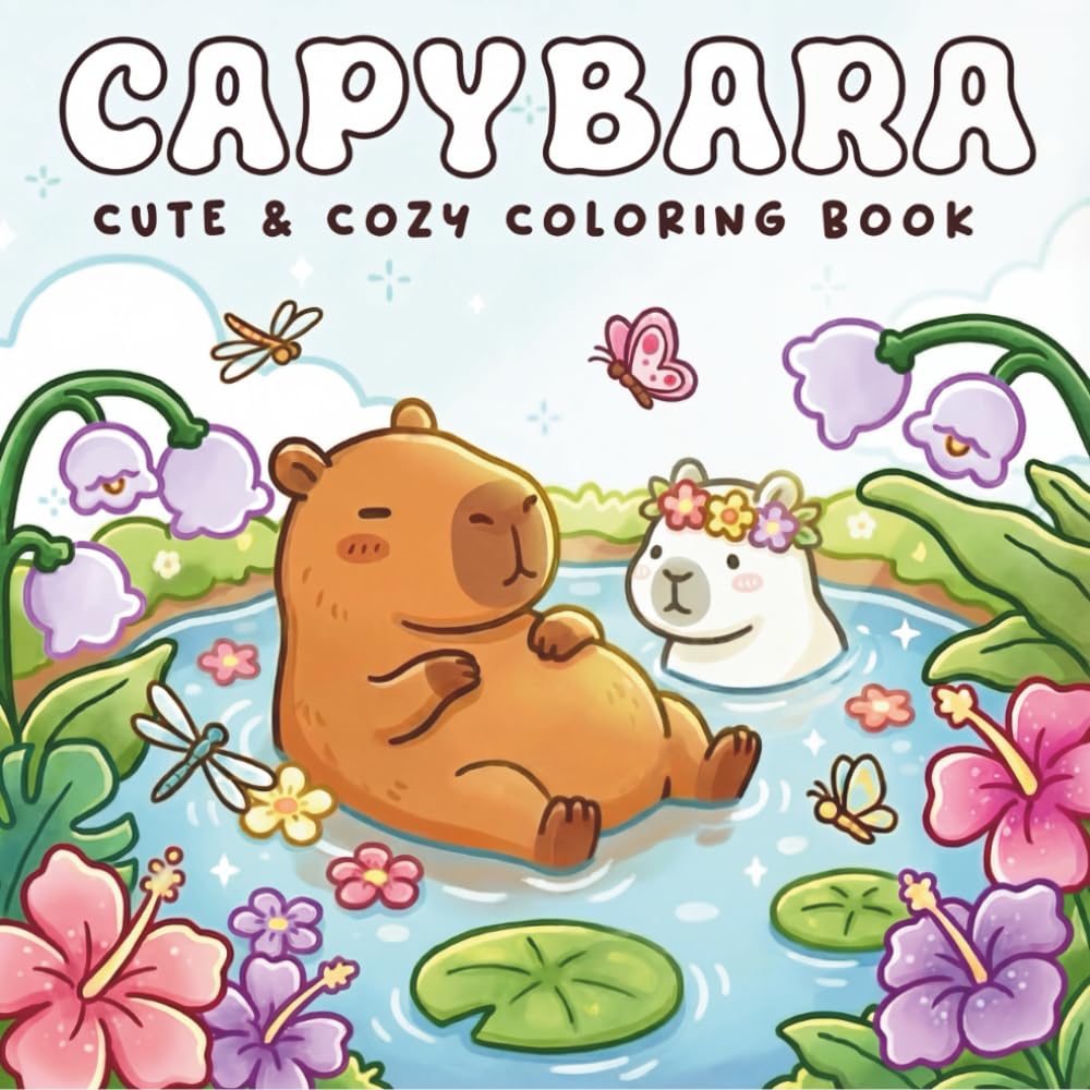 Capybara Cute & Cozy Coloring Book: Adorable Hand-Drawn Designs Featuring Relaxing Rodents, Flowers, and Nature Scenes for Stress Relief, Mindfulness, and Creative Fun for Kids and Adults