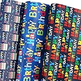 U'COVER Birthday Wrapping Paper - 6 Large Sheets, Happy Birthday Gift Wrap Paper for Kids, Boys, Girls, Men, Women & Baby Showers - 3 Styles, Flat 27 x 37 inch