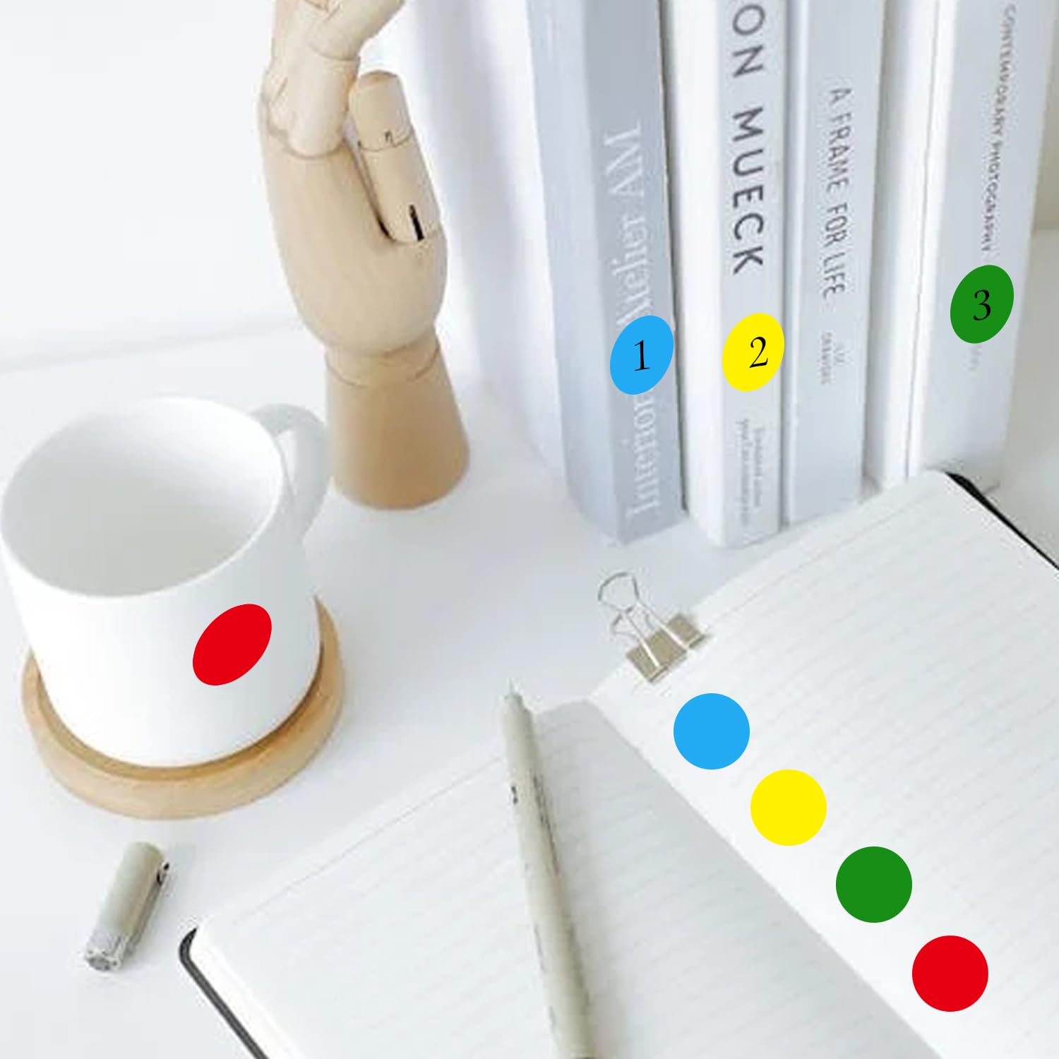 4000 etichette adesive per codifica a colori da 1,3 cm, per ufficio, studenti e altri scenari (4 rotoli, 1000 etichette per rotolo)