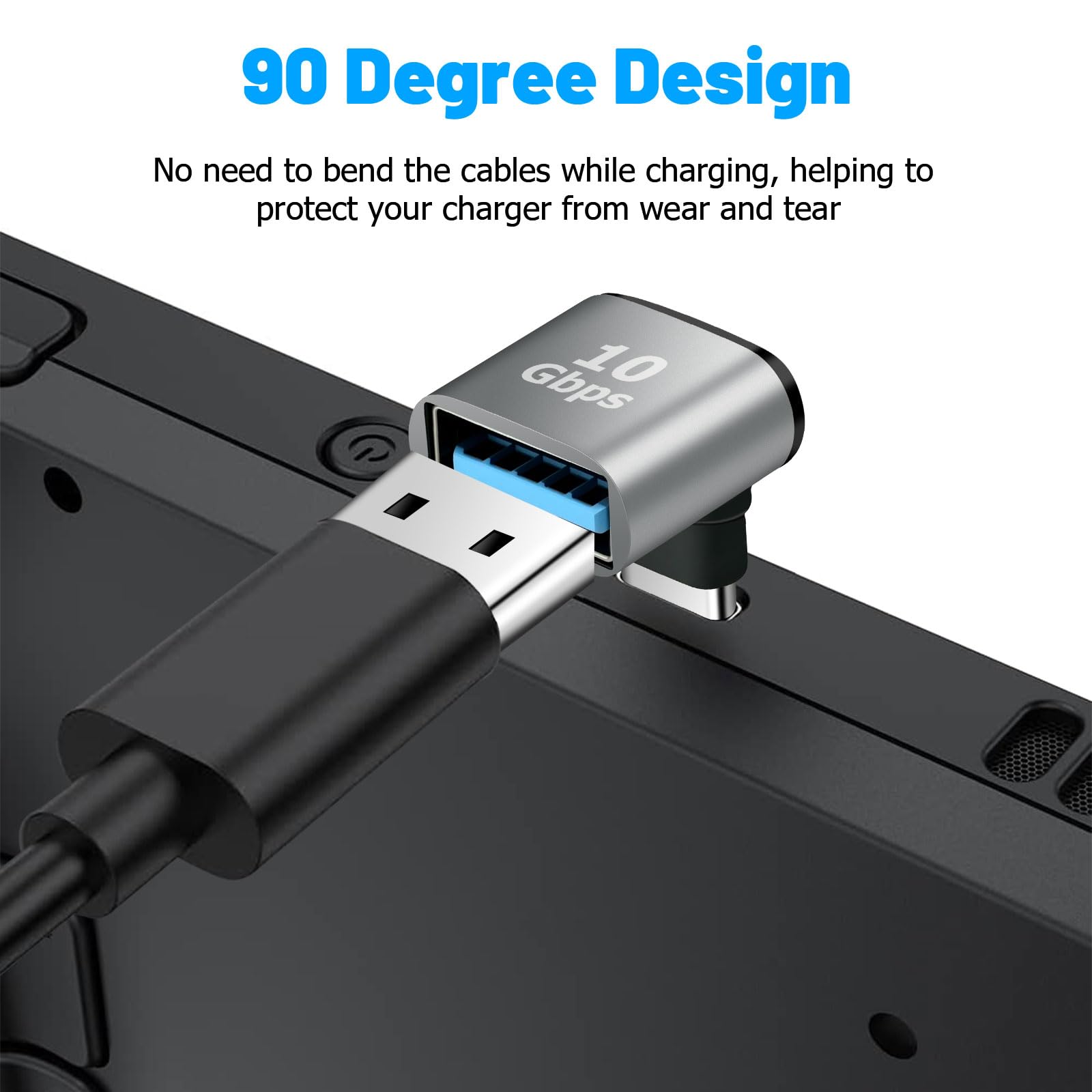 2 adattatori C a USB 3.1 (angolo di 90 gradi), convertitore da USB-C a USB-A, adattatore OTG per MacBook Pro 2019/2018, Samsung, laptop e altro ancora, grigio