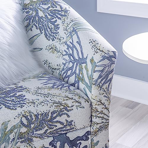 Stephen Oceanside Ivory and Blue Upholstered Coastal Club Chair by Linon - Image 5