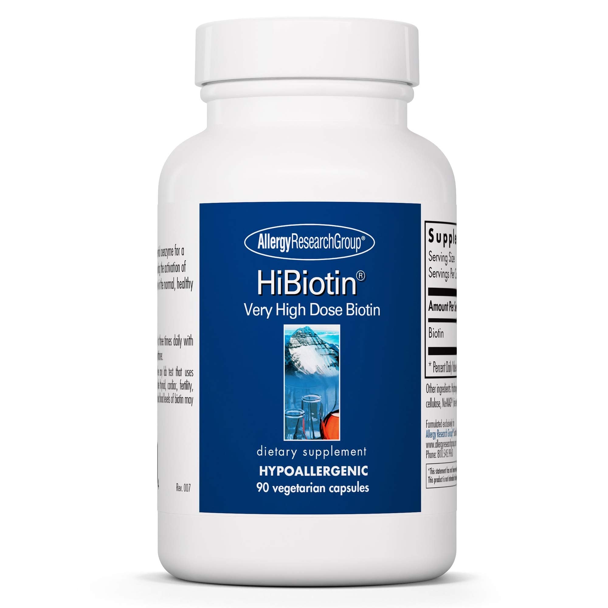 HiBiotin Supplement - Extra Strength Biotin Pills, Vegetarian Capsules, Hypoallergenic, Gluten Free - 90 Count