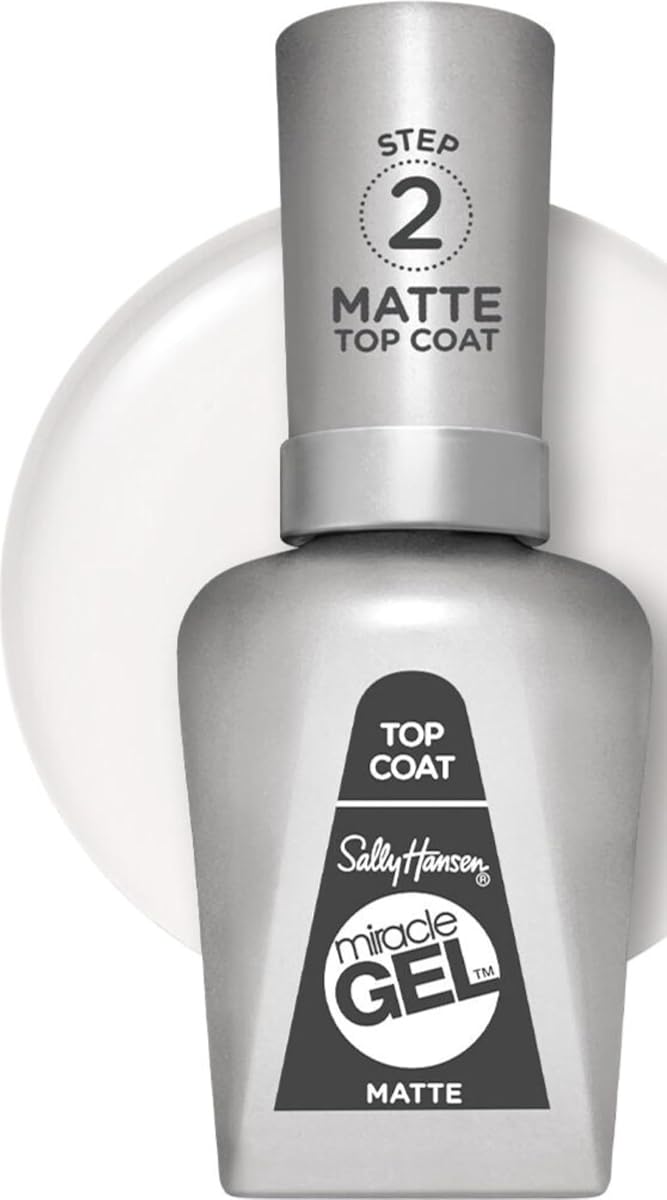 Sally Hansen Miracle Gel™, capa superior mate 102, larga duración, fórmula gelatinosa, no se necesita lámpara UV, esmalte de uñas transparente