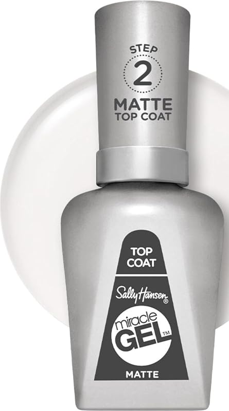 Sally Hansen Miracle Gel™, Matte Top Coat 102, Long Lasting, Gel-Like Formula, No UV Lamp Needed, Clear Nail Polish