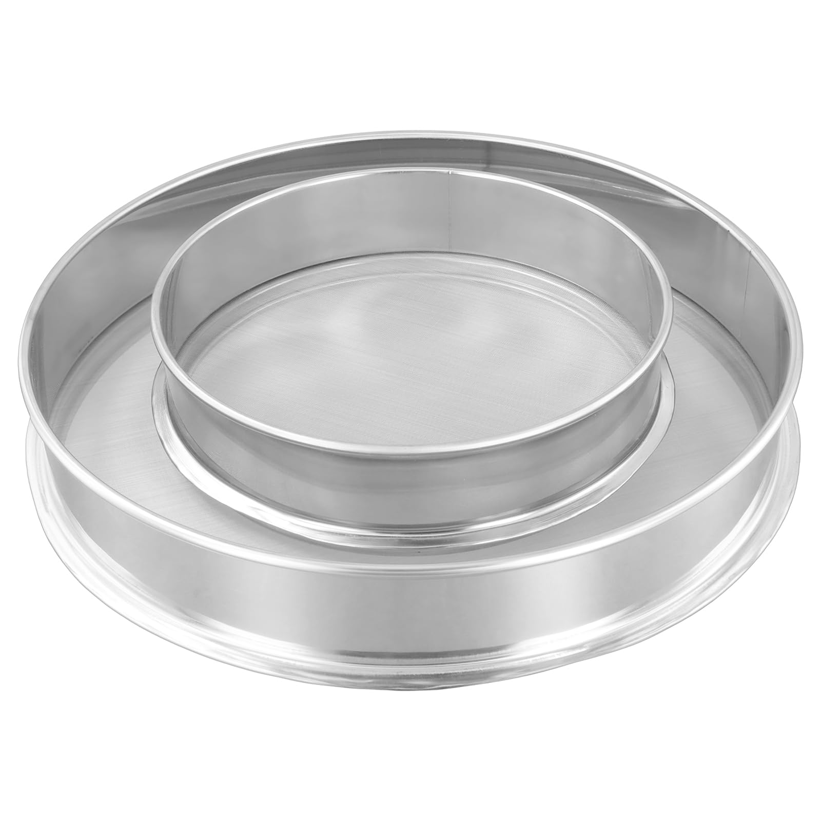 KEILEOHO Lot de 2 Tamis Cuisine, extracteurs de Pollen d'herbes 120 et 80 Mailles, 30 cm et 20 cm, en Acier Inoxydable, Tamis à Farine, empilables pour Cuisine, Argent