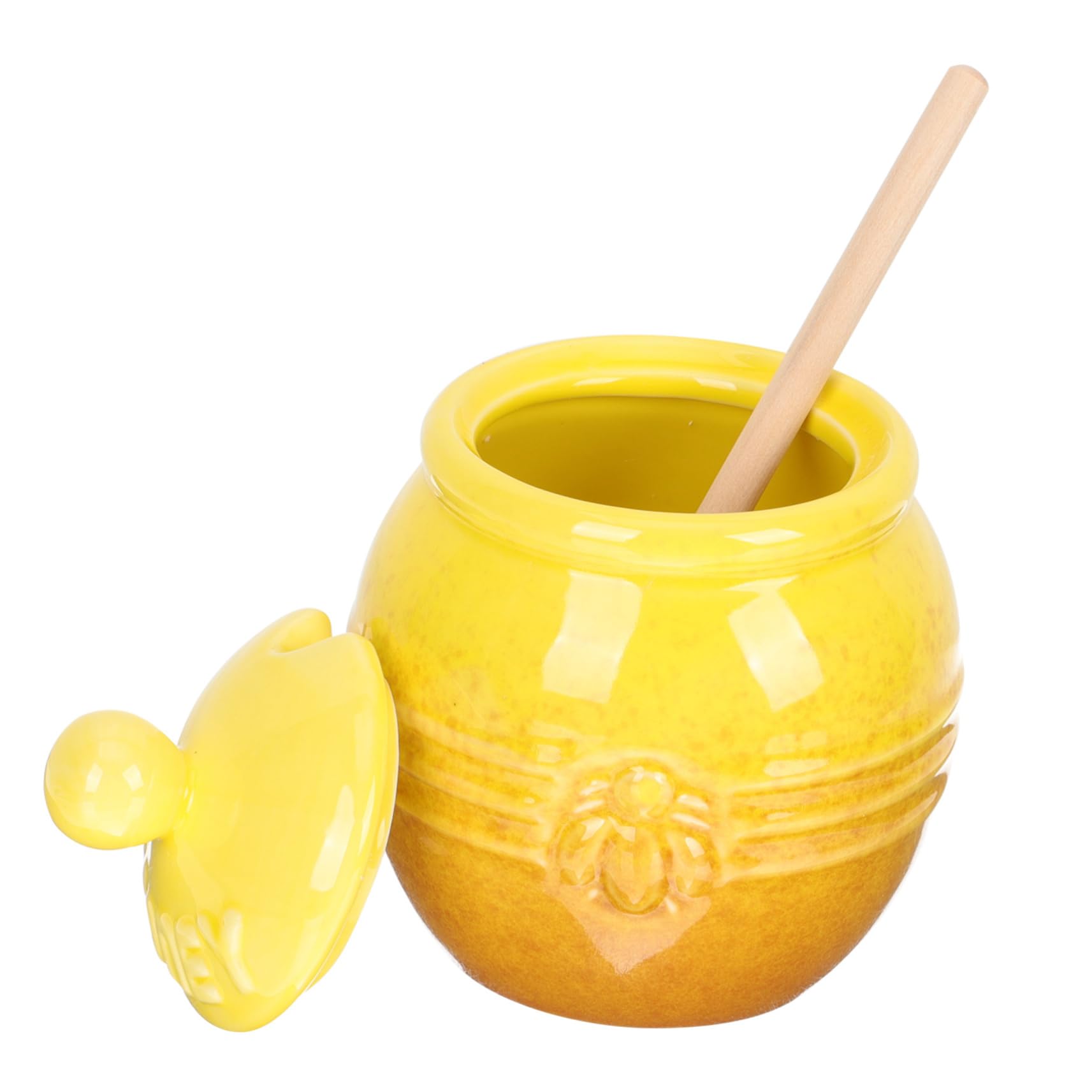 NAMOARLY 1 Set Ceramic Honey Jar Honey Canister Mini Honey Dipper Honey Container Honey Storage Bottles Honey Jar with Lid and Stick Retro Honey Pot Mini Jars of Honey Syrup Jar Ceramics