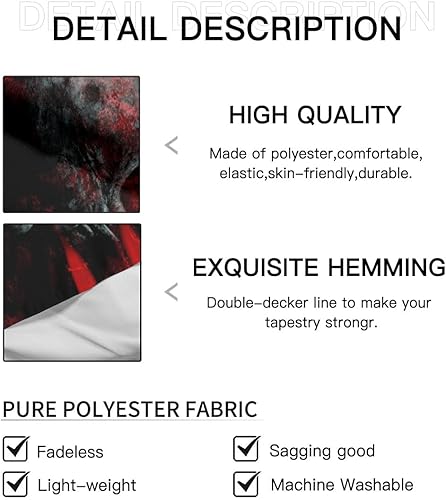 Miniatura 5 de Suonity Tapiz gótico victoriano de damasco con calavera gótica, tapiz de decoración de pared, decoración de hogar, sala de estar, dormitorio