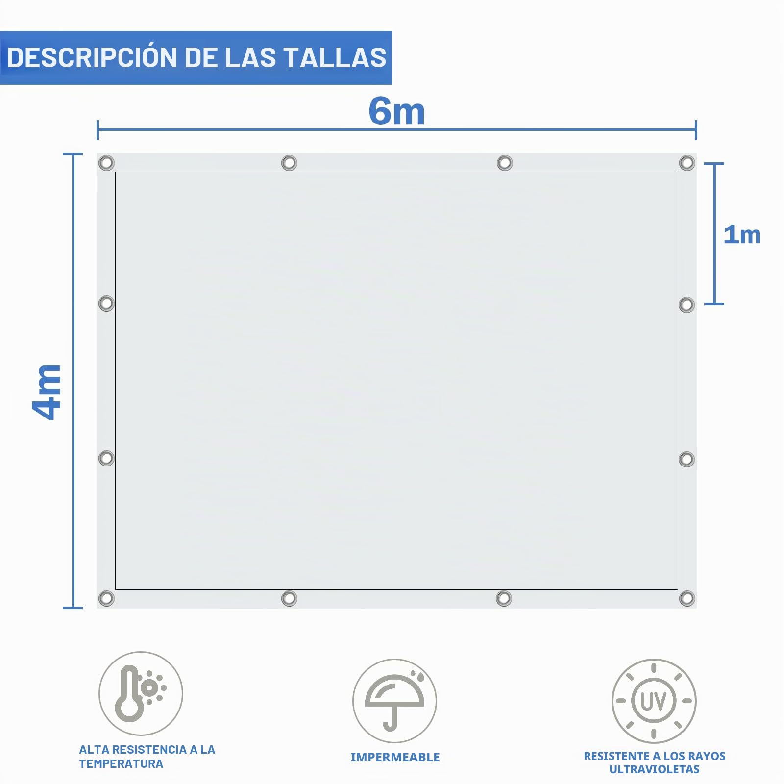 Blanco Lonas Impermeables Exterior, Lonas de Exterior Reforzado PE con Ojales, Duradera Toldo Impermeable para Jardín, Piscinia, Terrazas, Vehículos, Coche, Muebles, Leña - 4x6m