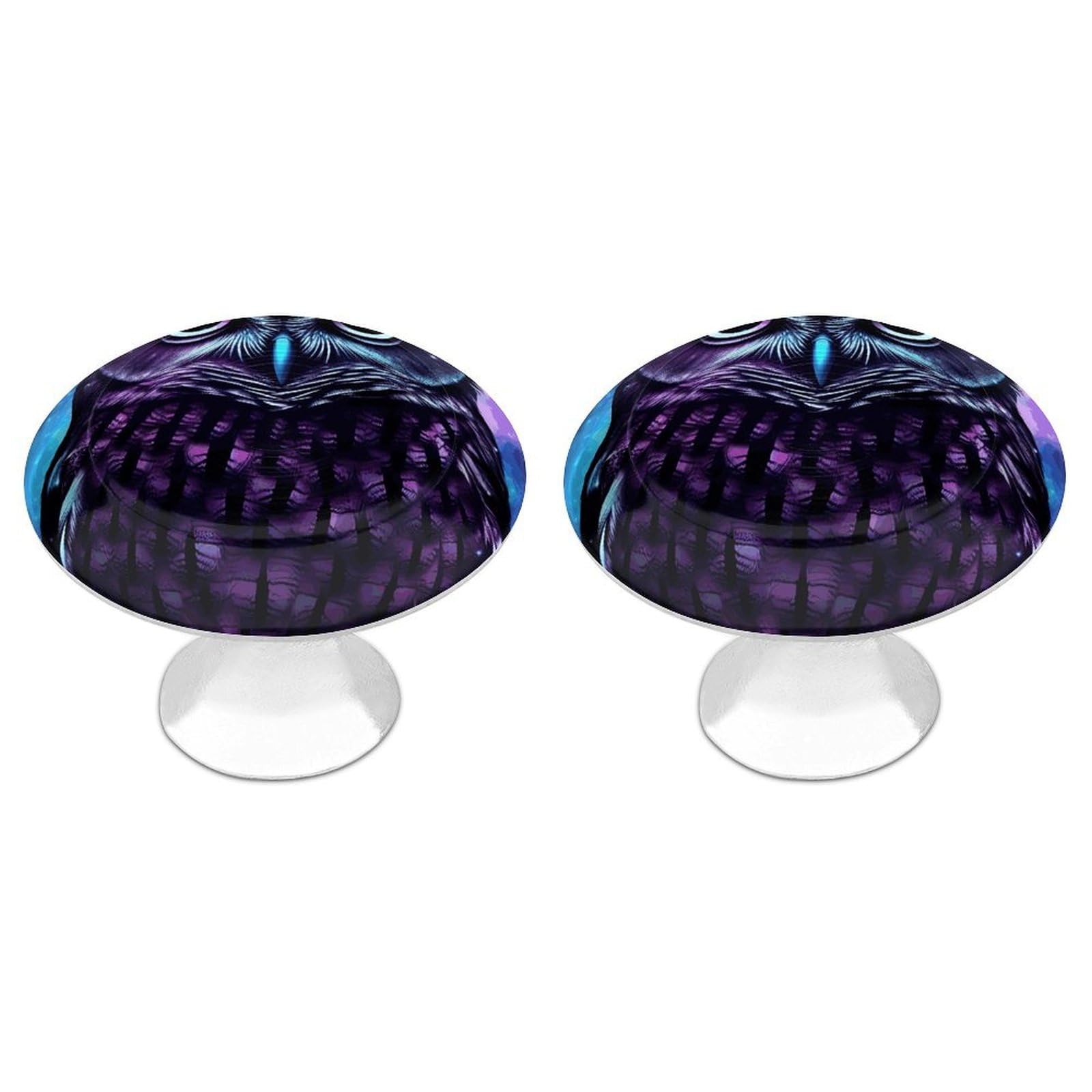 Fodpand White 2 Pack Cabinet Knobs 1.1 Inch Single Hole Drawer Pulls Handles Decorative Purple Owl Furniture Knobs For Dresser Kitchen Bathroom Cupboard Wardrobe Vanity Closet Door Hardware