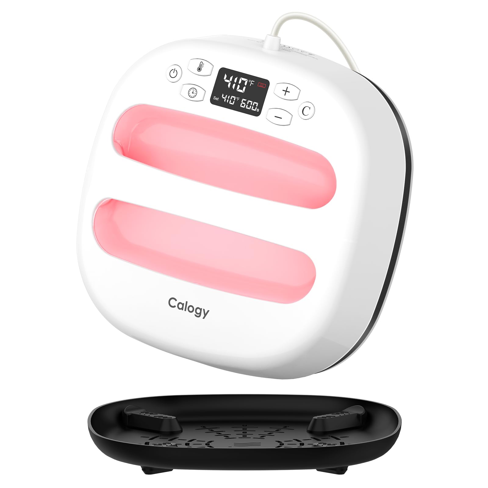 Calogy Heat Press Machine for T-Shirts 10"X10", Portable Heat Press Fast Up to 410℉(210 ºC), Precise Temp Control, 15 Mins Auto Off for Bag, Pillows, Sublimation Vinly Transfer (White Pink-10 * 10IN)