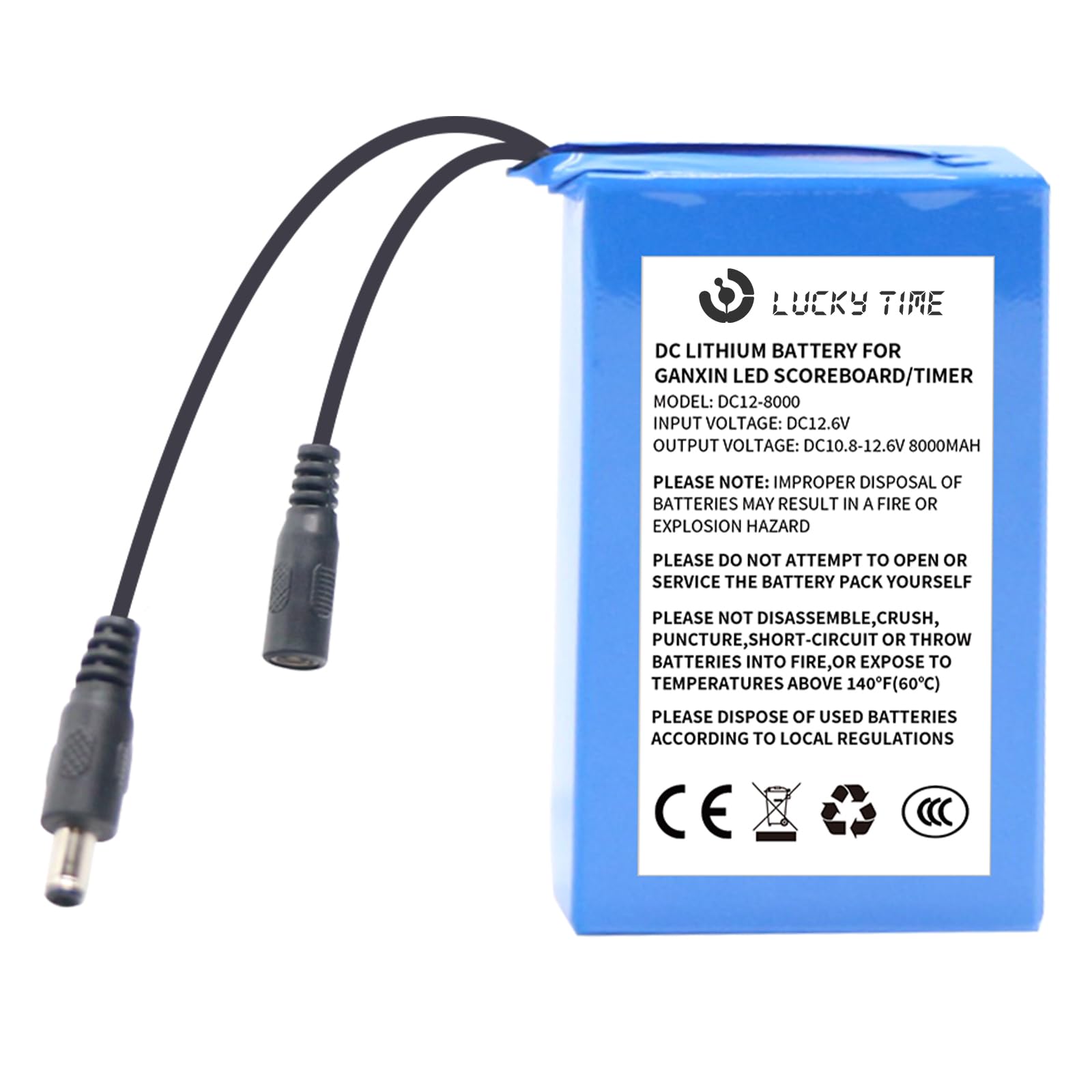 Amazon.com: LUCKY TIME Battery Pack DC12V 8000mAH Rechargeable