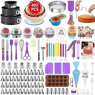 Cake Decorating Tools Supplies Kit, 492 PCS Cake Decorating Kit 3 Packs Springform Cake Pans, Cake Rotating Turntable, 48 ...