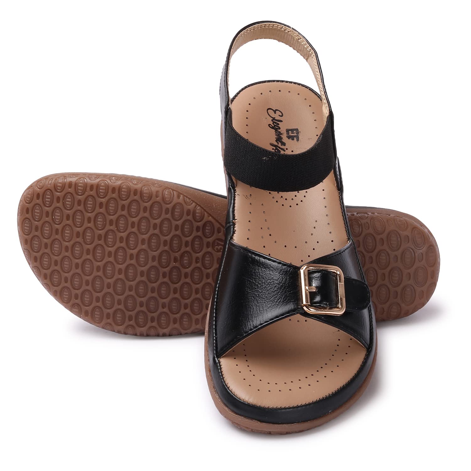 Elegant feet Soft & Comfortable Black Womens Flat Sandals (B0BGCC51Z7) Amazon Price History, Amazon Price Tracker