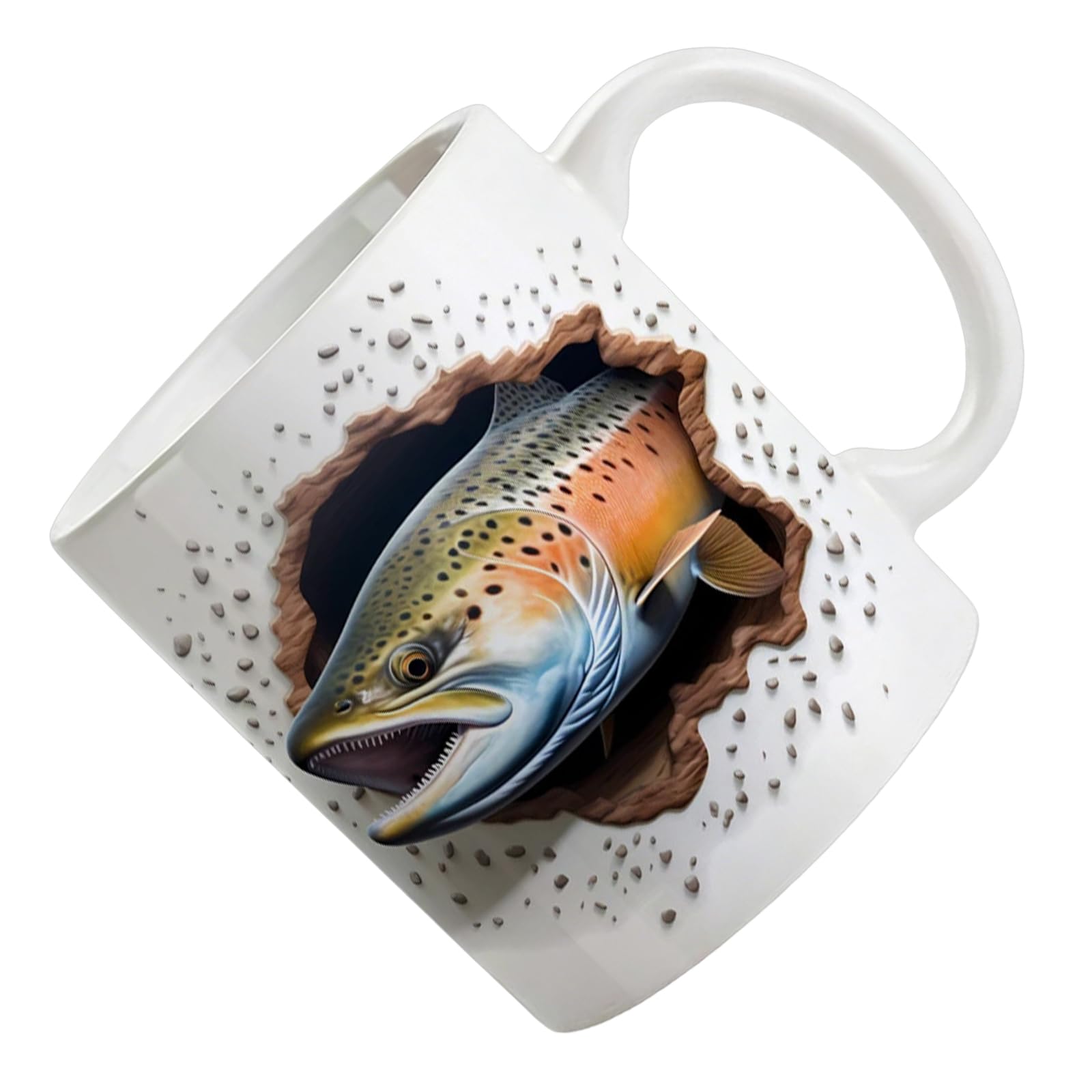 jiingekk Ceramic Coffee Mug 350ml Funny I ' d Rather Be Fishing Design Drinking Cup with Handle Birthday Retirement Dad Fisherman Mug