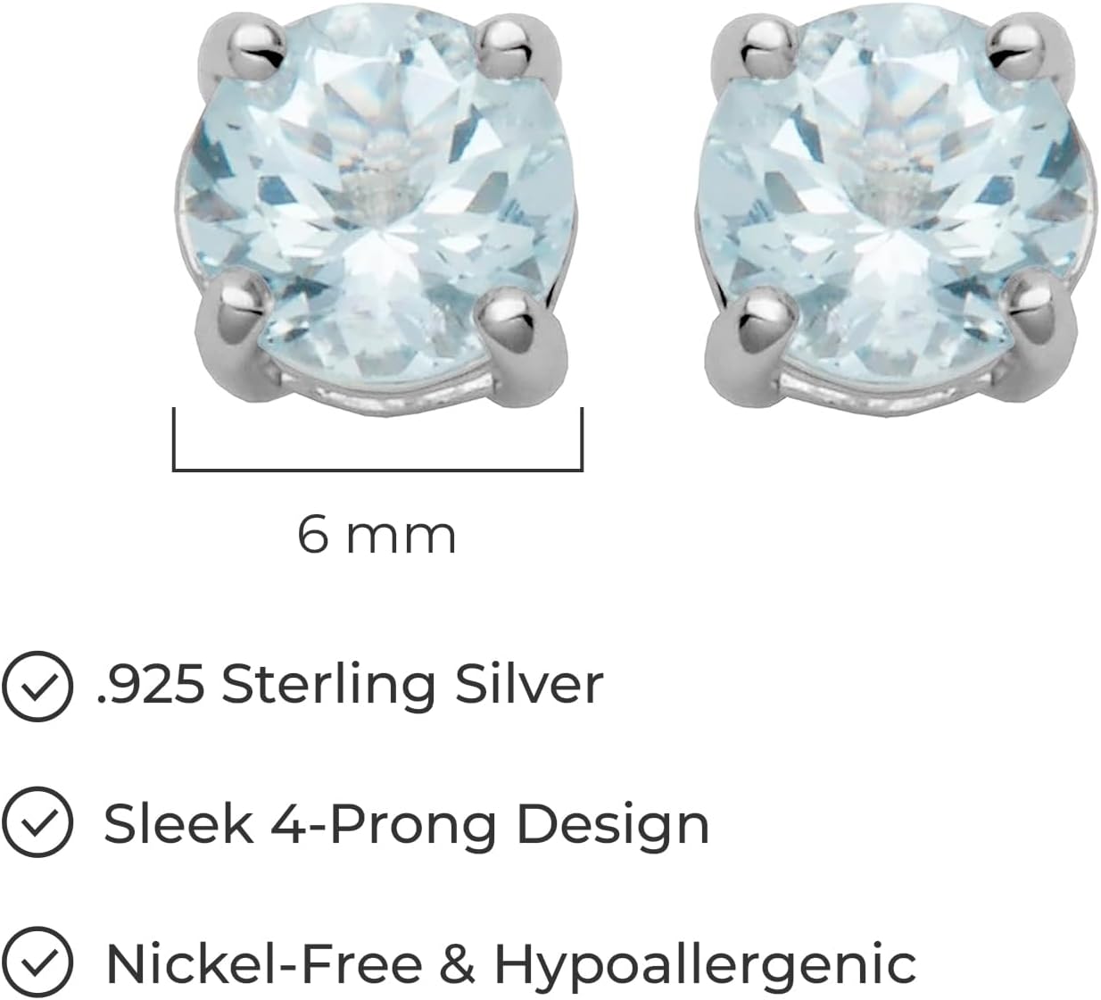 Amazon Essentials Sterling Silver Round Birthstone Stud Earrings - Image 5