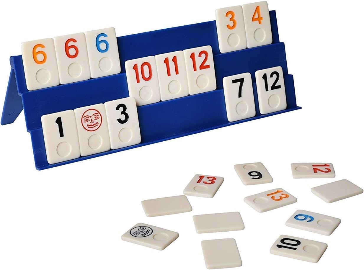 Point Games, Classic Rummy Cube Game, with Full-Size Three Tier Exclusive Folding Playing Racks, 2-4 Players, Great Gift