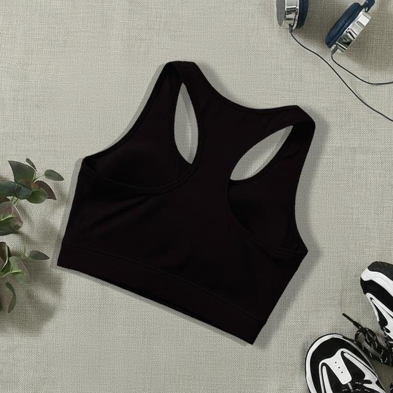Image of BOLD & BEAUTY Women Cotton Blend Sports Bra with U-Neck, Racerback Style and Regular Straps for Workout, Yoga & Training (Pack of 3)