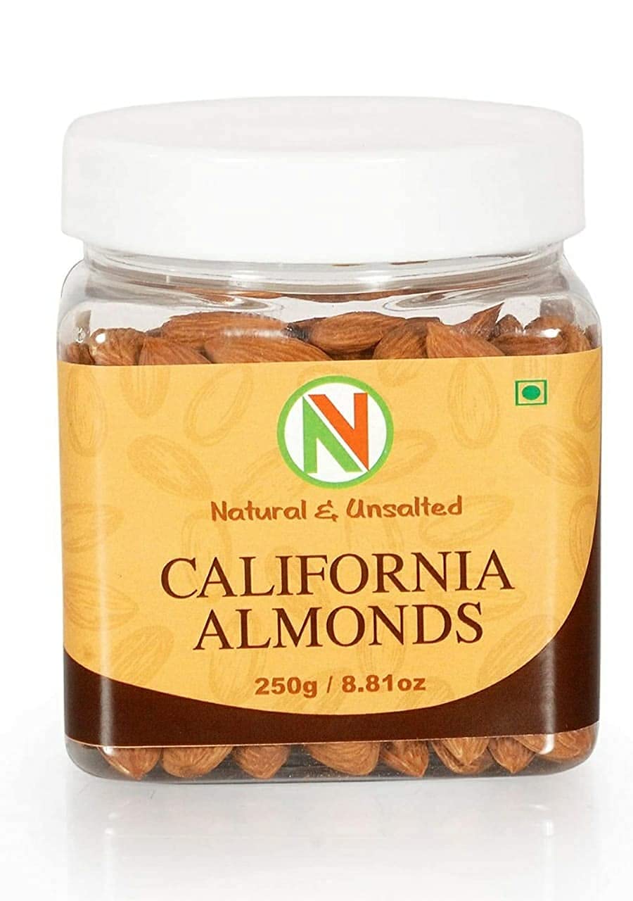 NatureVit California Almonds, 250g [Jar Pack] | High in Fiber | Badam Giri | Rich in Protein | Magnesium | Phosphorus and Dietary Fibre | Dry Fruits & Nuts | Value Pack (B09J55N46S) Amazon Price History, Amazon Price Tracker