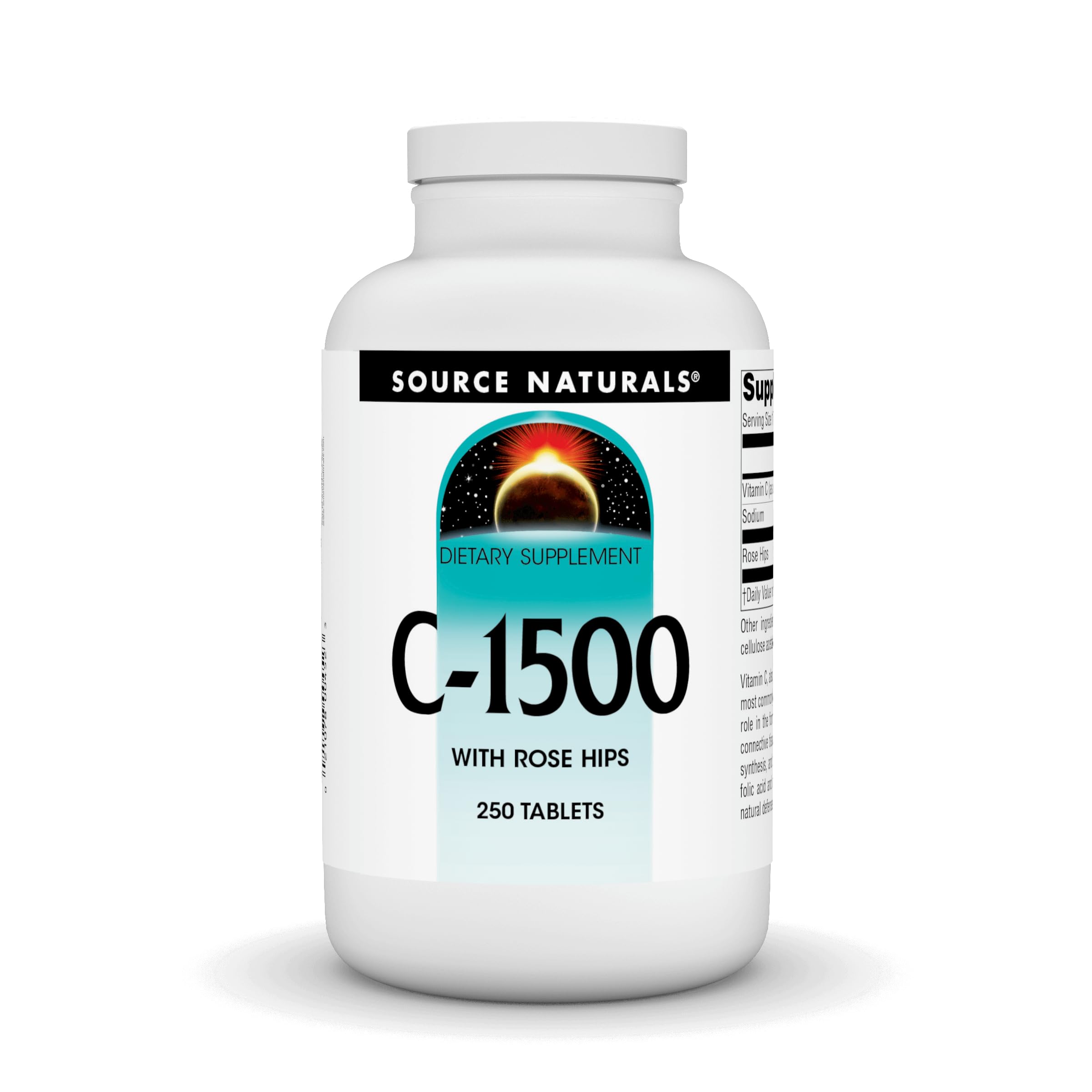 Source Naturals C-1500, with Rose HIPS 1500 mg for Immune System Support - 250 Tablets